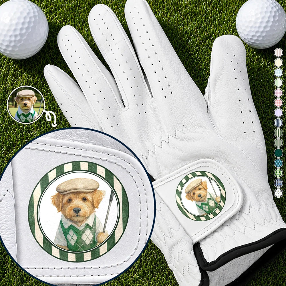 Custom Photo Realistic Watercolor Art Dog Cat Pet Portrait Vintage - Personalized Golf Glove