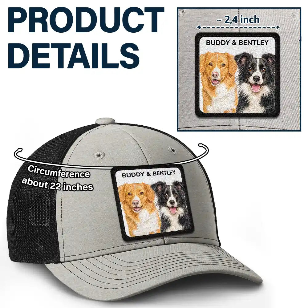 Custom Photo Realistic Watercolor Art Funny Dog Cat Pet - Personalized Leather Patch Hat