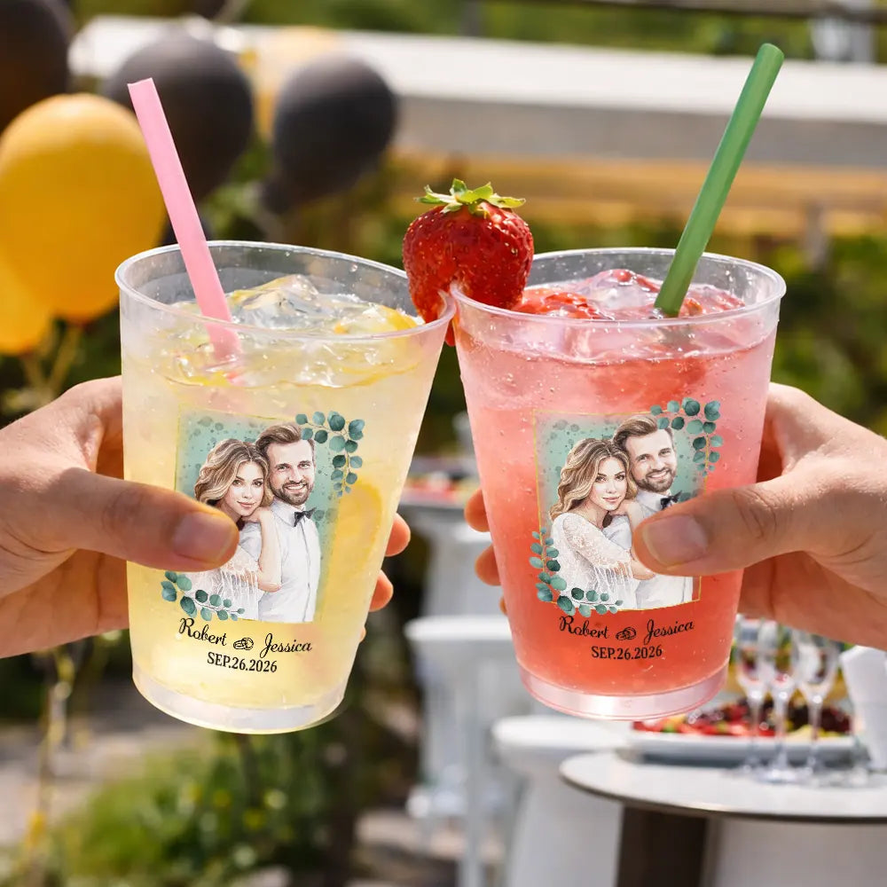 Custom Photo Realistic Watercolor Art Happy Wedding Couple Romantic - Personalized Frosted Cups