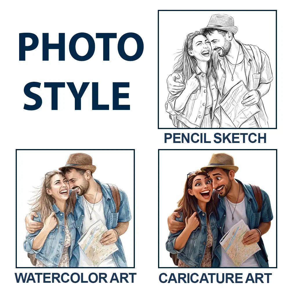 Custom Photo Realistic Watercolor Art Our Adventures Couple - Personalized Ticket Memory Box