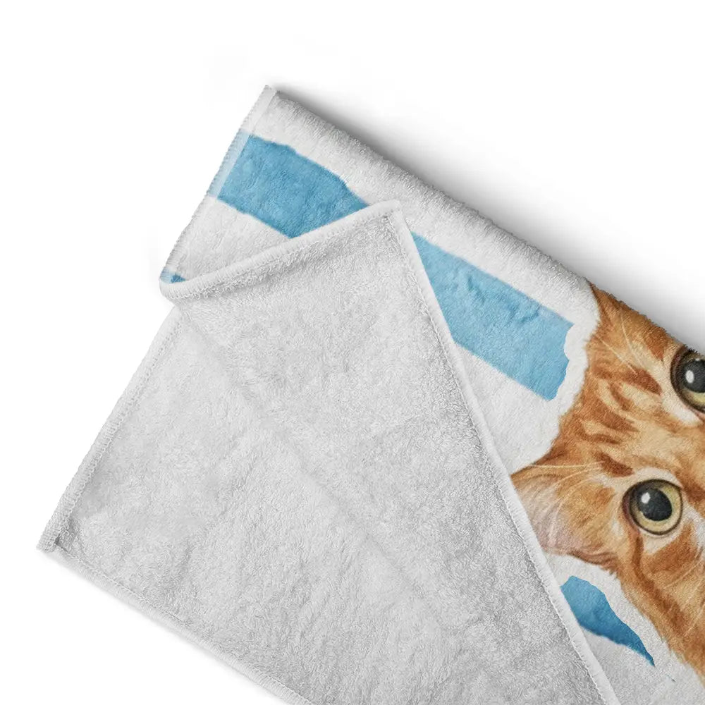 Custom Photo Realistic Watercolor Art Pet Portrait Pet Mom - Personalized Beach Towel