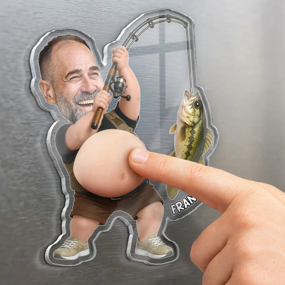 Custom Photo Reel Cool Dad Bod - Personalized Squishy Acrylic Fridge Magnet