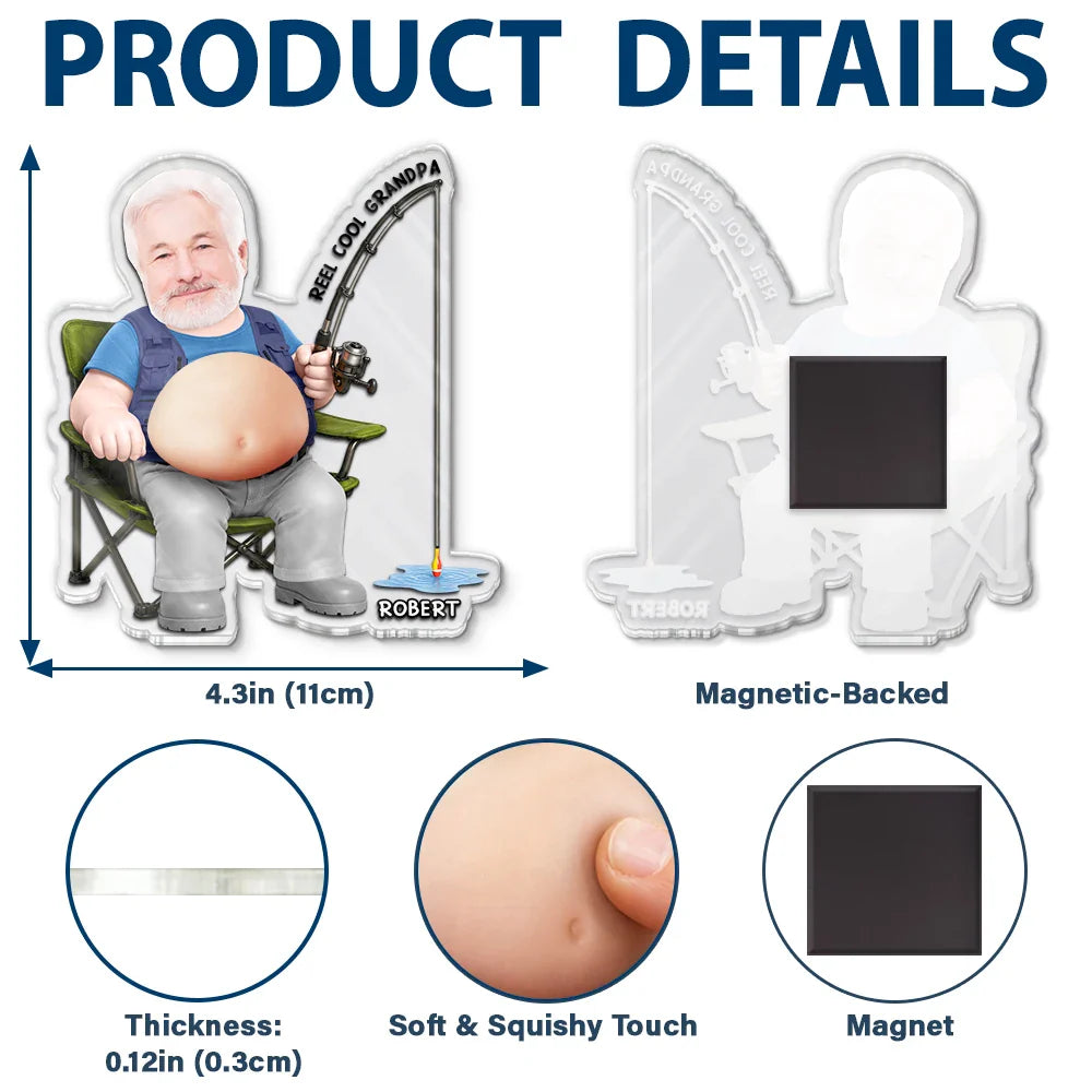 Custom Photo Reel Cool Dad Bod - Personalized Squishy Acrylic Fridge Magnet