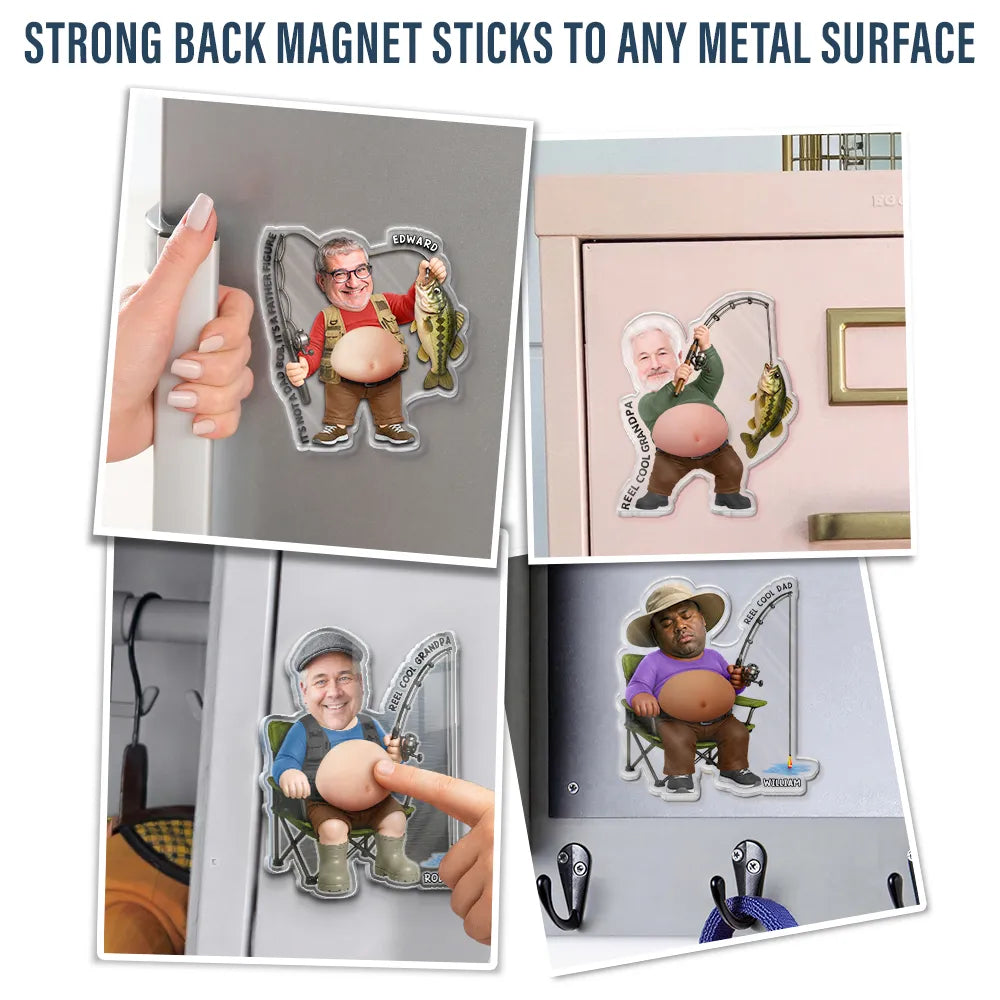 Custom Photo Reel Cool Dad Bod - Personalized Squishy Acrylic Fridge Magnet