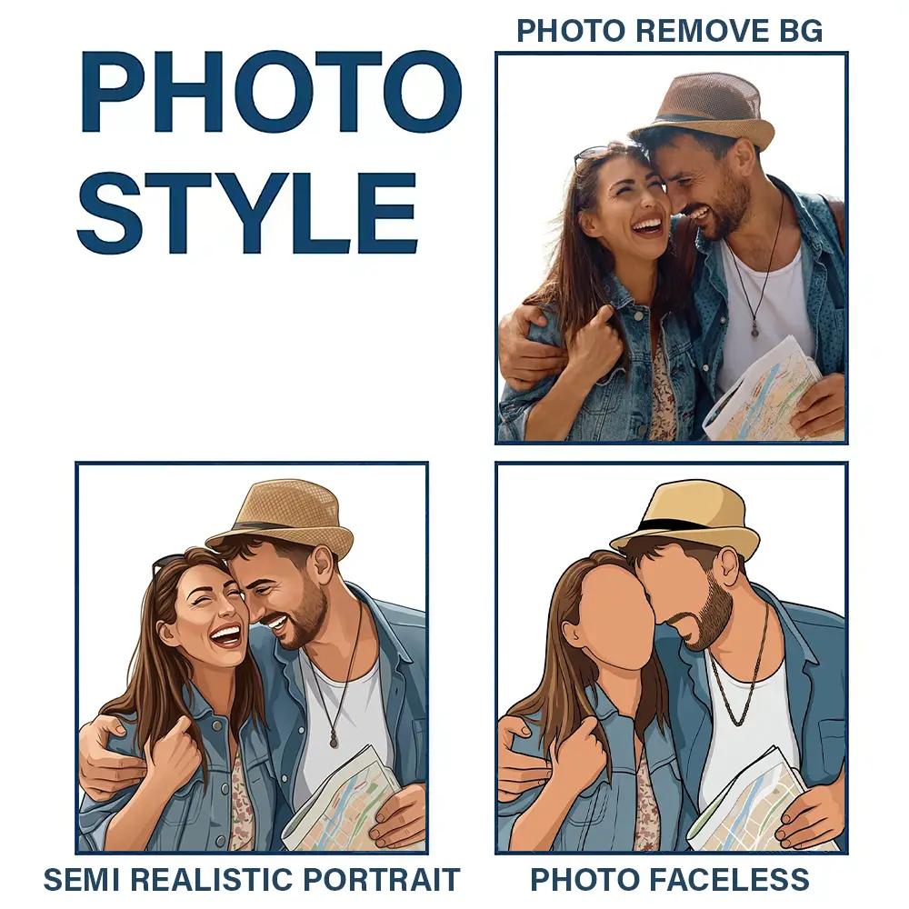 Custom Photo Semi Realistic Portrait Family Couple Pet Lovers Portrait - Personalized Acrylic Magnet