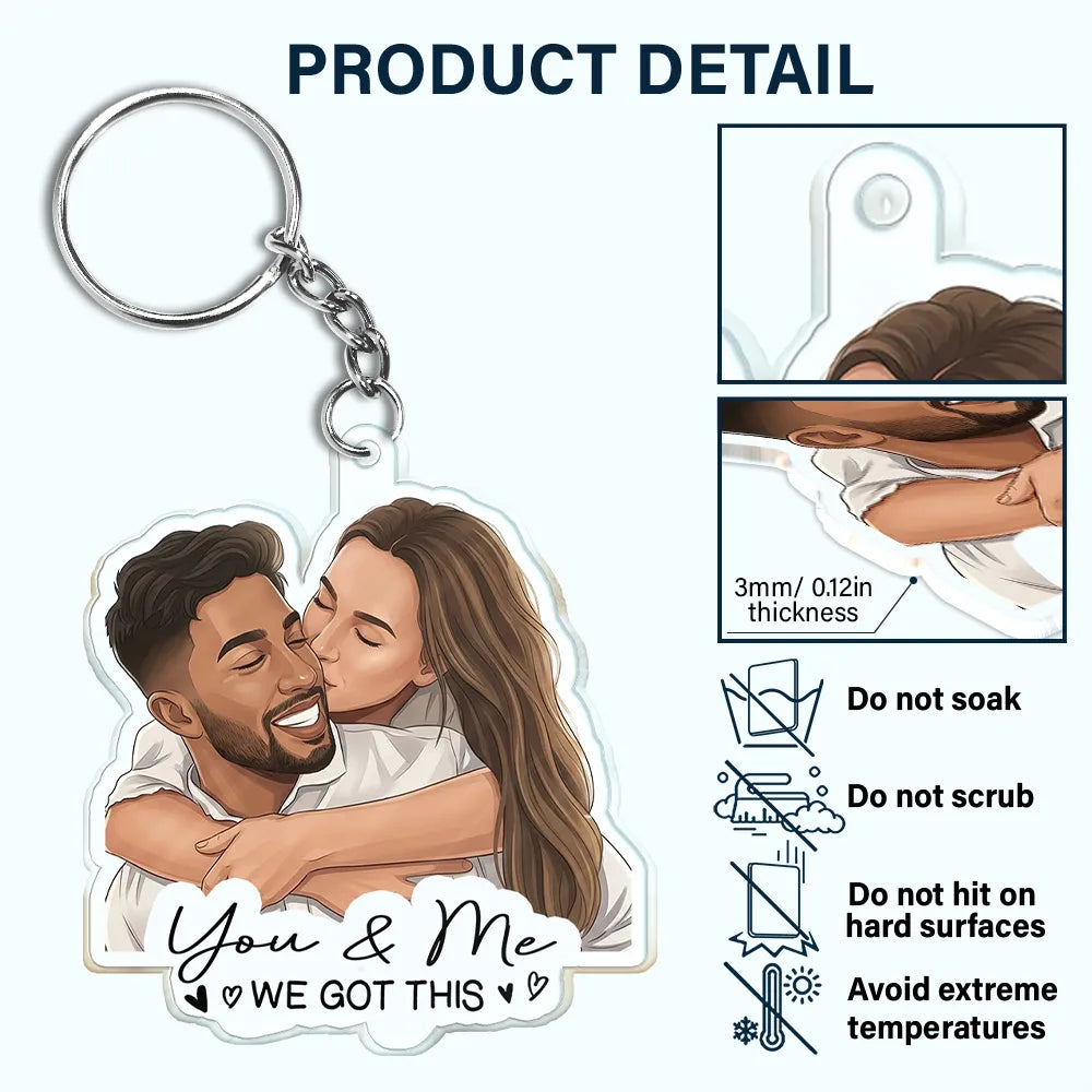 Custom Photo Semi Realistic Portrait Family Couple Pet Lovers Portrait - Personalized Acrylic Keychain
