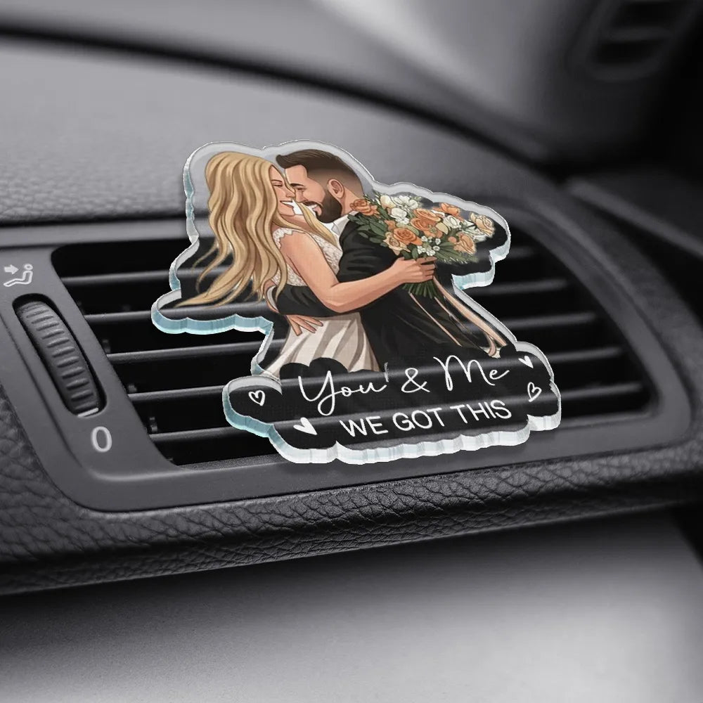 Custom Photo Semi Realistic Portrait Family Couple Pet Lovers Portrait - Personalized Acrylic Car Vent Clip
