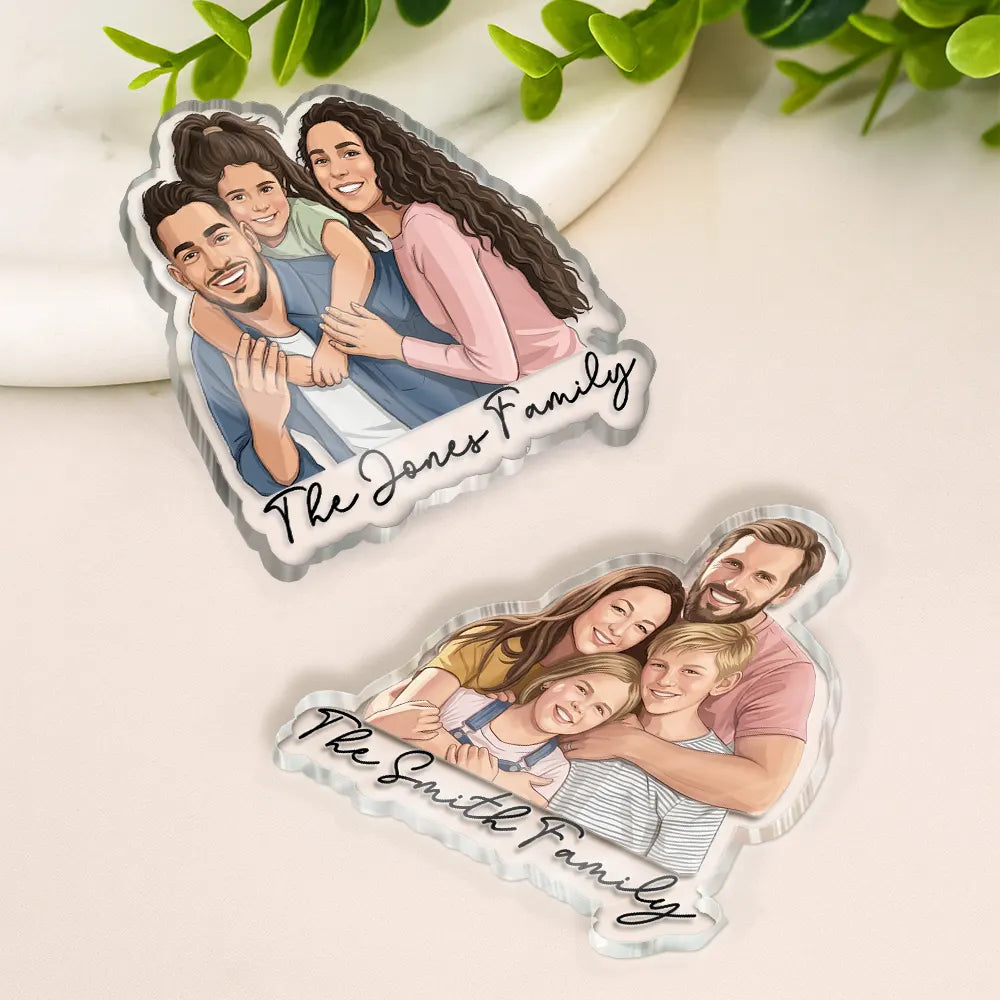 Custom Photo Semi Realistic Portrait Family Dog Cat Portrait - Personalized Acrylic Magnet