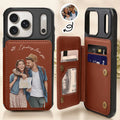 Custom Photo Semi Realistic Portrait Romantic Couple I Love You - Personalized Leather Flip Wallet Phone Case