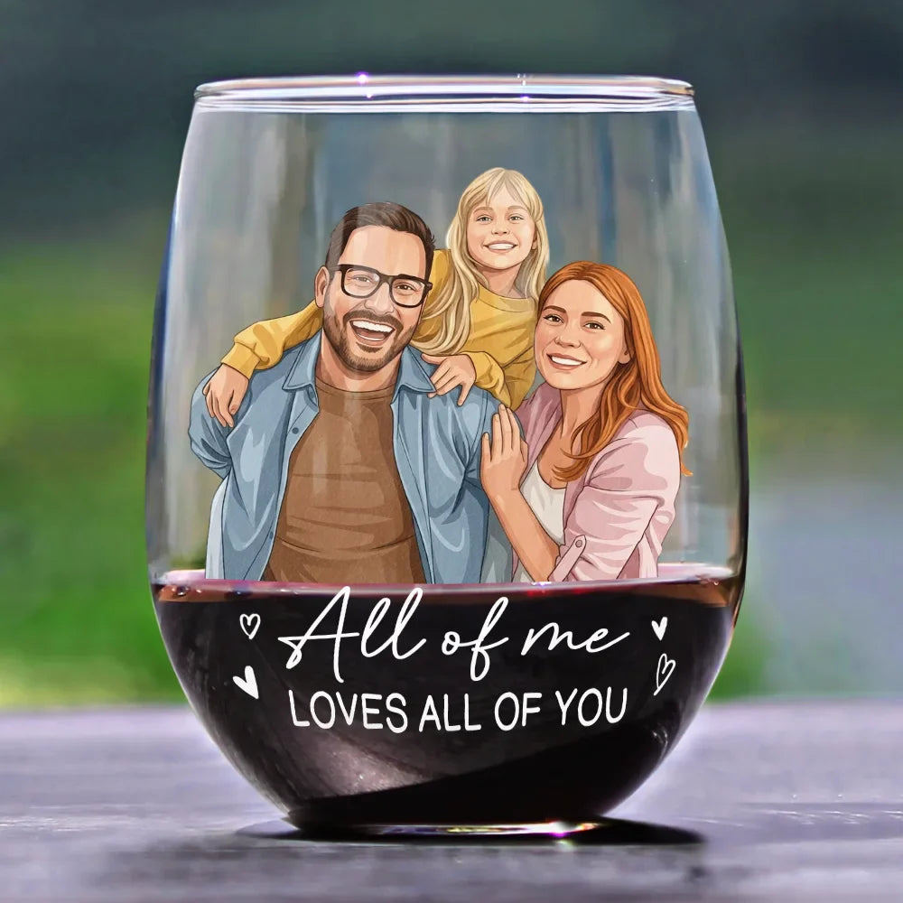 Custom Photo Semi Realistic Portrait You & Me We Got This - Personalized Stemless Wine Glass