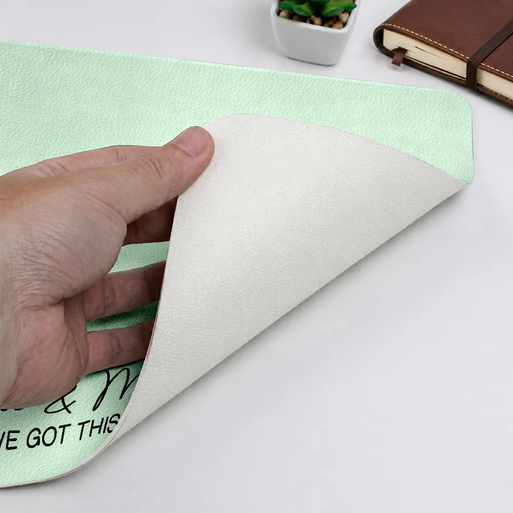 Custom Photo Semi Realistic Portrait You & Me We Got This - Personalized Leather Desk Mat