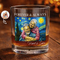 Custom Photo Starry Night Forever & Always Couple Anniversary - Personalized Whiskey Glass