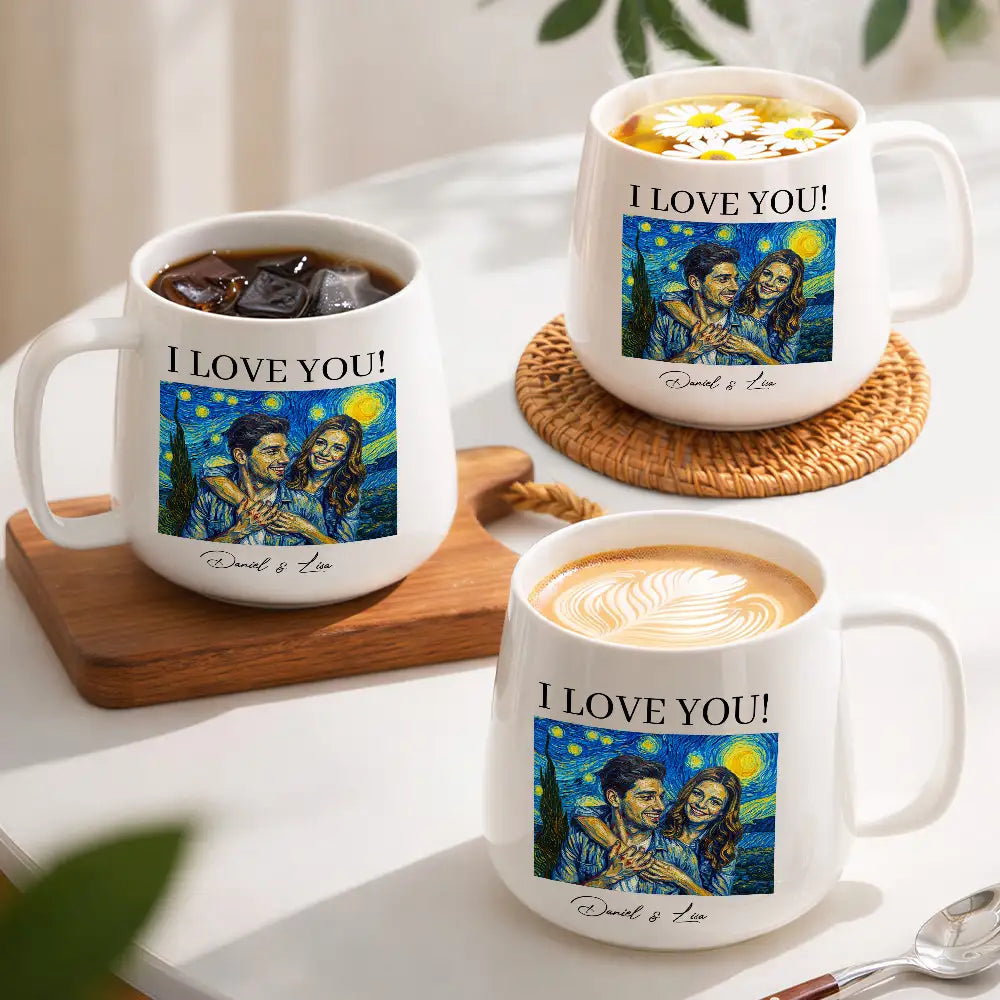 Custom Photo Starry Night Forever & Always Couple Anniversary - Personalized Tapered Mug
