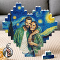 Custom Photo Starry Night Couple Anniversary - Personalized Building Brick Blocks
