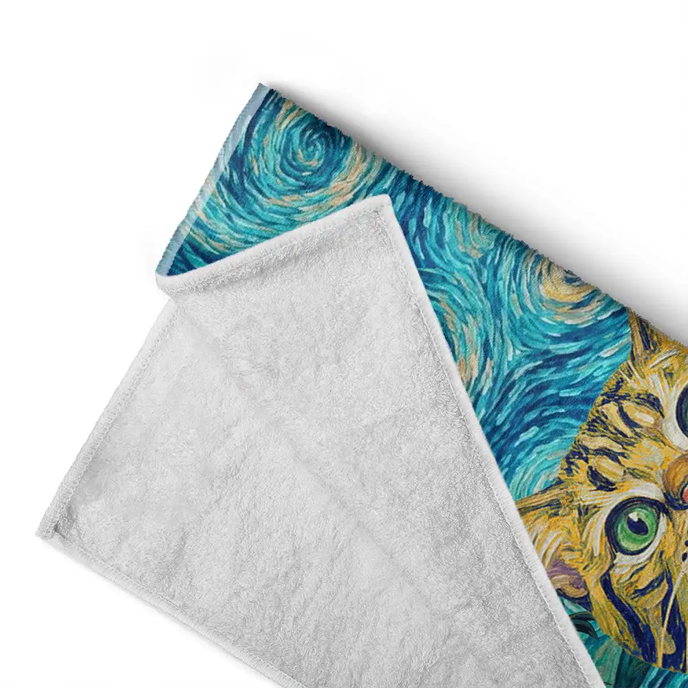 Custom Photo Starry Night Tropical Pattern Dog Cat Kid - Personalized Beach Towel