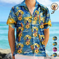 Custom Photo Starry Night Tropical Pattern Dog Cat Kid - Personalized Hawaiian Shirt