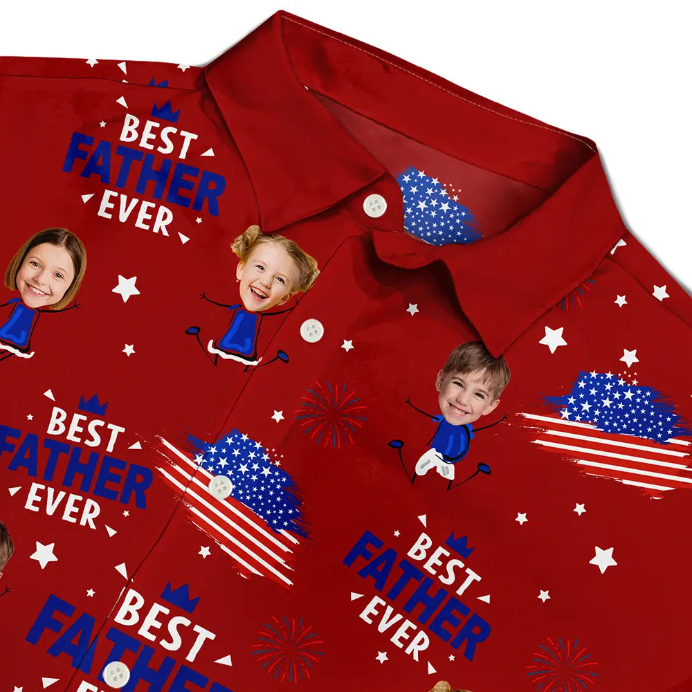 Custom Photo Stars And Stripes Best Dad Grandpa Ever - Personalized Hawaiian Shirt