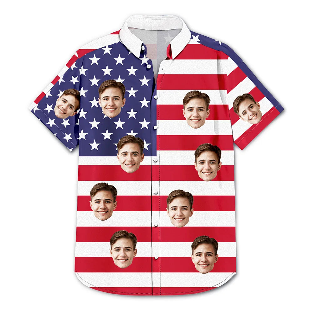 Custom Photo Stars & Stripes Beach Vibes - Personalized Hawaiian Shirt