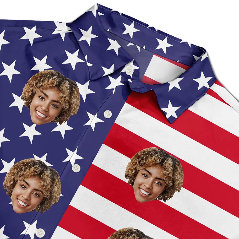 Custom Photo Stars & Stripes Beach Vibes - Personalized Hawaiian Shirt