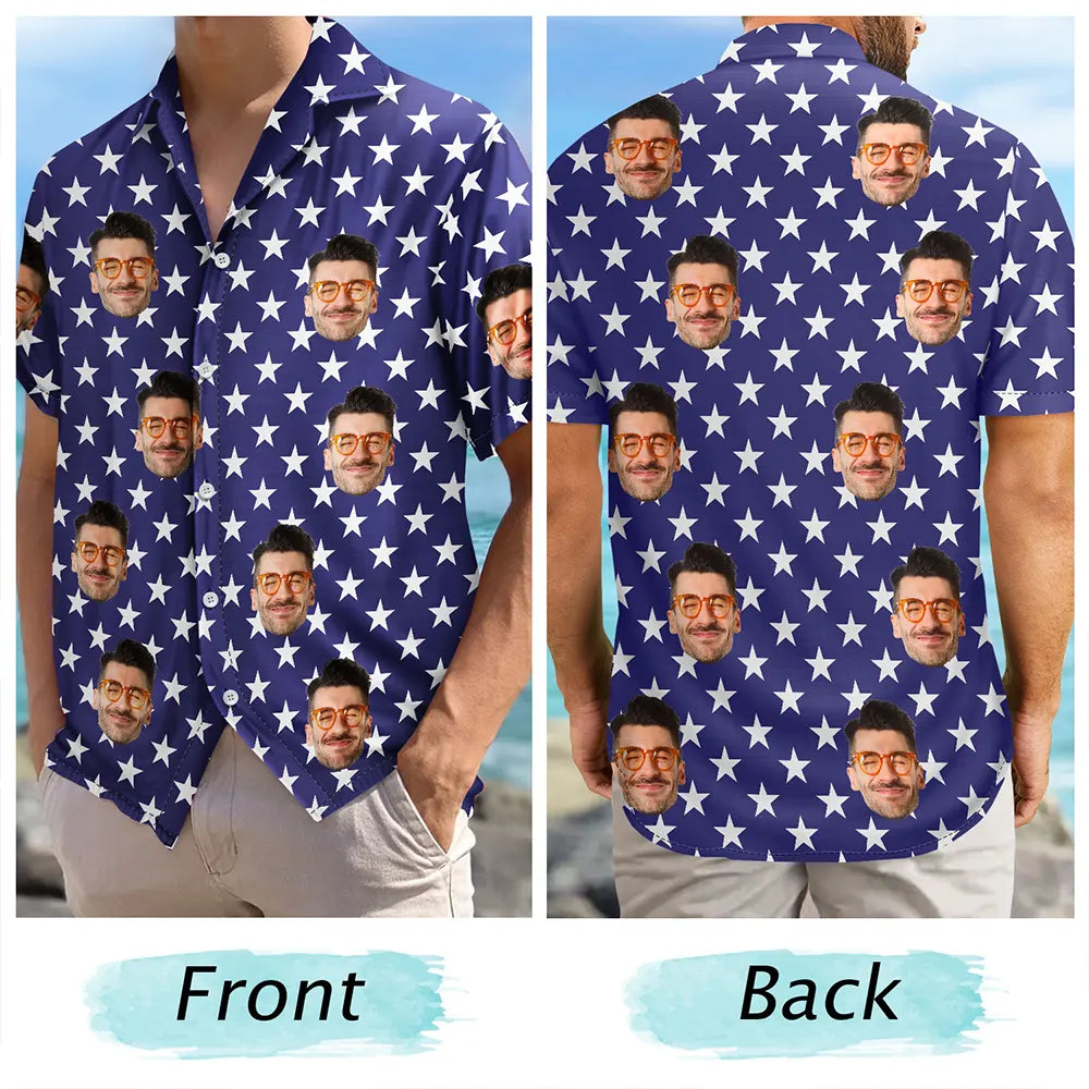 Custom Photo Stars & Stripes Beach Vibes - Personalized Hawaiian Shirt