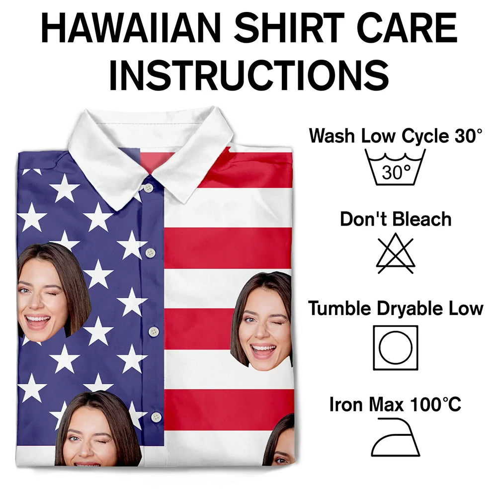 Custom Photo Stars & Stripes Beach Vibes - Personalized Hawaiian Shirt