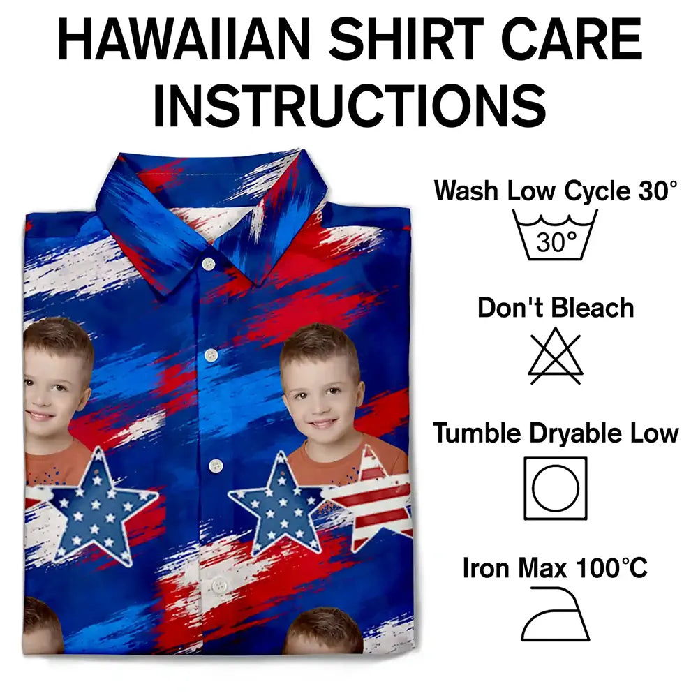 Custom Photo Stars & Stripes Dog Cat Happy Paws - Personalized Hawaiian Shirt