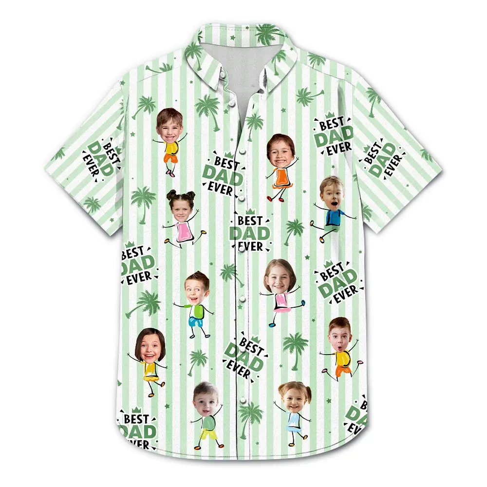 Custom Photo Strip Pattern Adorable Best Mom Best Dad Ever - Personalized Hawaiian Shirt