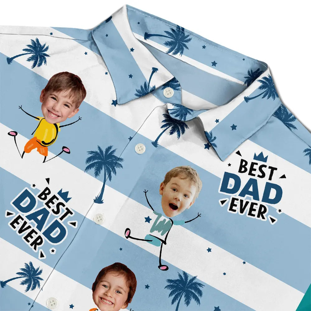 Custom Photo Strip Pattern Adorable Best Mom Best Dad Ever - Personalized Hawaiian Shirt