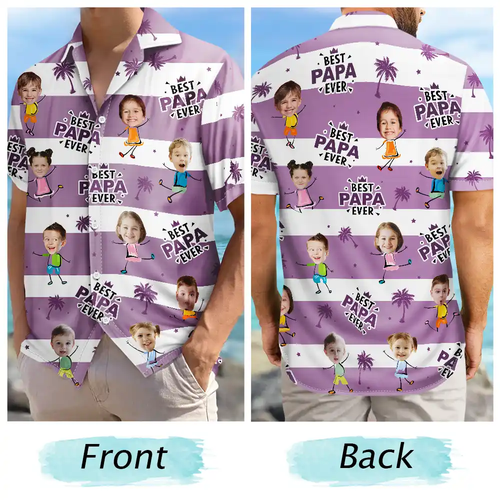 Custom Photo Strip Pattern Adorable Best Mom Best Dad Ever - Personalized Hawaiian Shirt