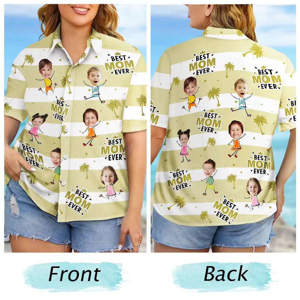 Custom Photo Strip Pattern Adorable Best Mom Best Dad Ever - Personalized Hawaiian Shirt