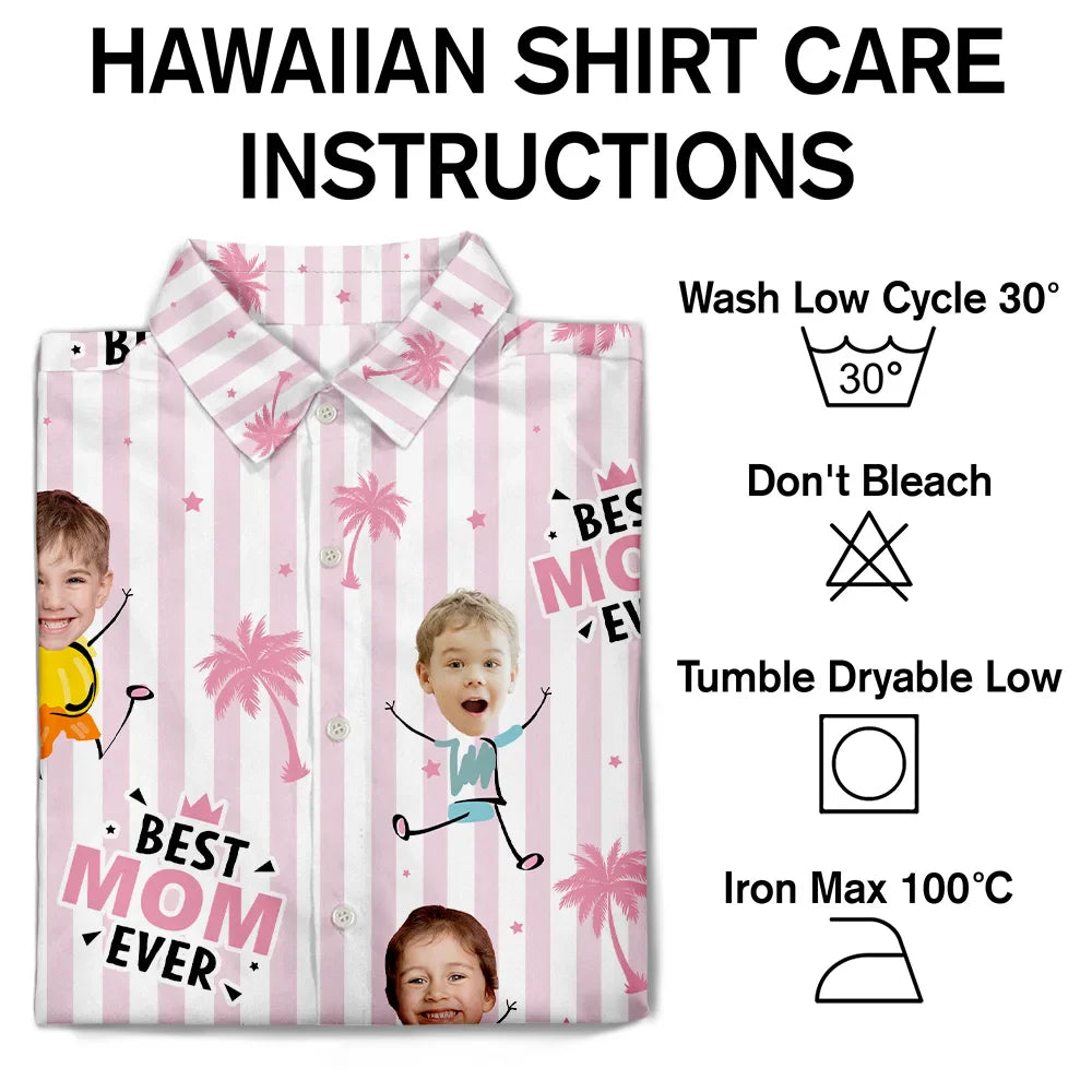 Custom Photo Strip Pattern Adorable Best Mom Best Dad Ever - Personalized Hawaiian Shirt