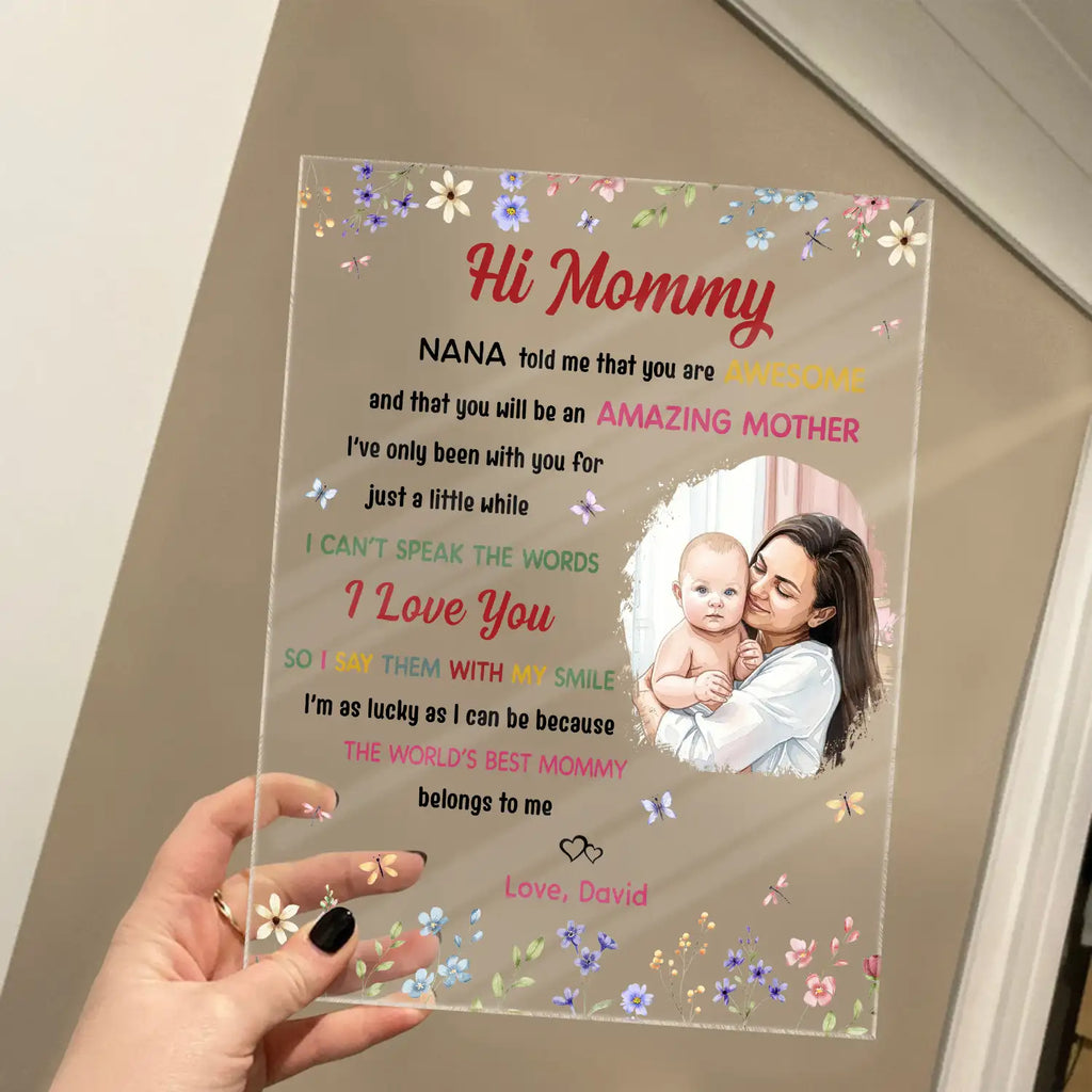 Custom Photo The World's Best Mommy Belongs To Me - Personalized Vertical Rectangle Acrylic Plaque