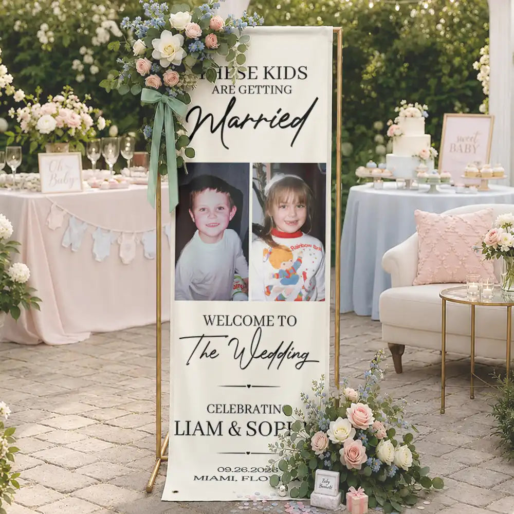 Custom Photo These Kids Are Getting Married - Personalized Vertical Banner