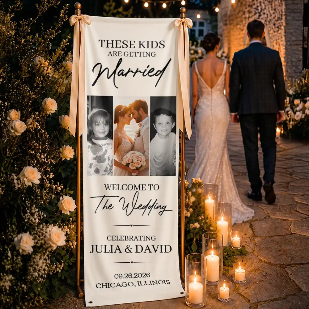 Custom Photo These Kids Are Getting Married - Personalized Vertical Banner