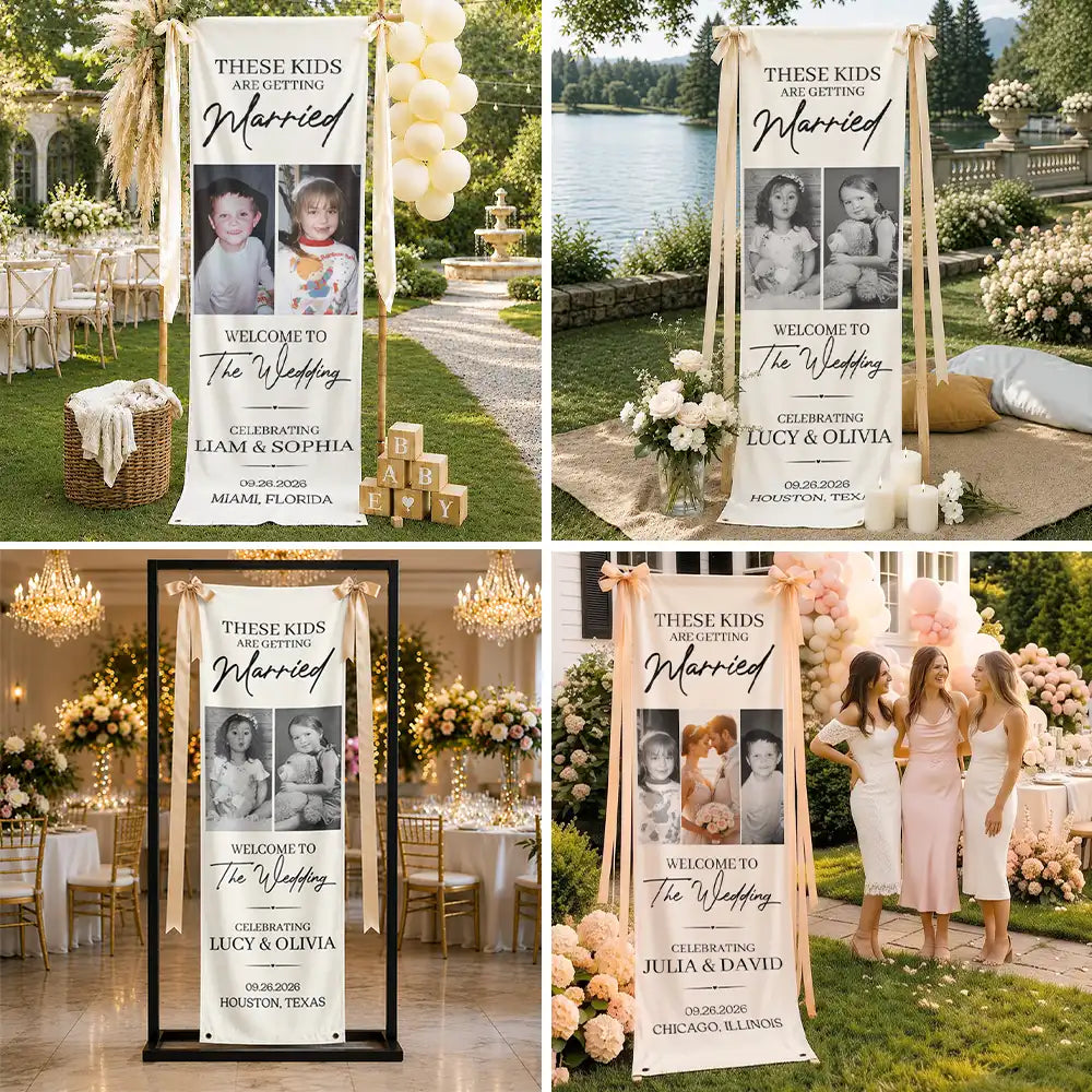 Custom Photo These Kids Are Getting Married - Personalized Vertical Banner