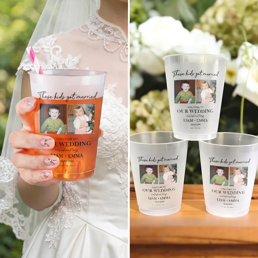 Custom Photo These Kids Got Married Vintage - Personalized Frosted Cups