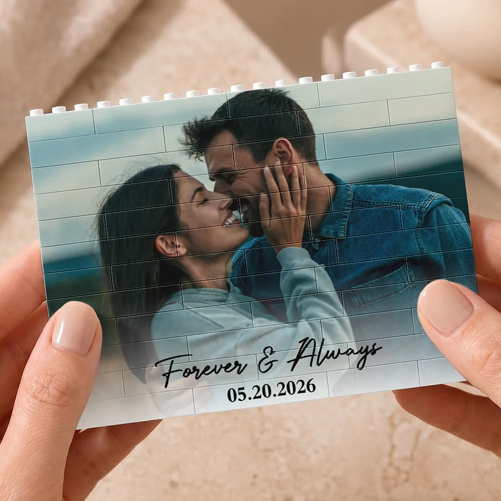 Custom Photo Together & Forever Romantic Couple - Personalized Building Brick Blocks