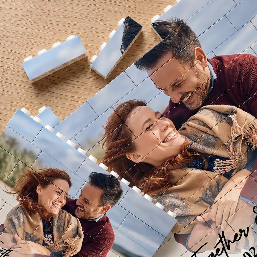 Custom Photo Together & Forever Romantic Couple - Personalized Building Brick Blocks