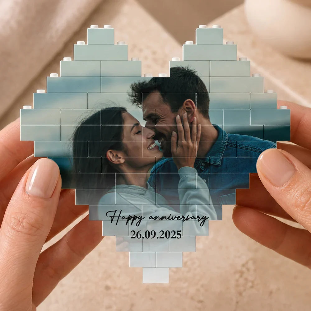 Custom Photo Together & Forever Romantic Couple Portrait - Personalized Building Brick Blocks