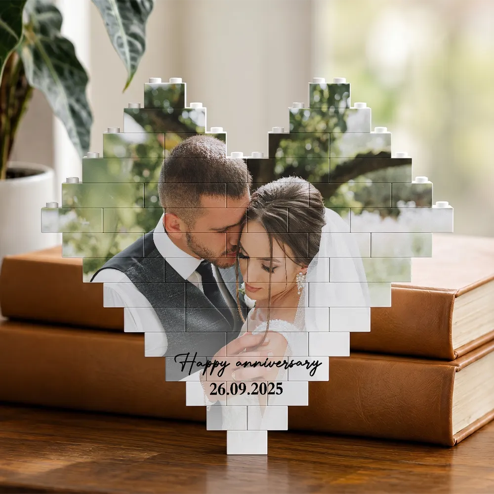 Custom Photo Together & Forever Romantic Couple Portrait - Personalized Building Brick Blocks