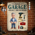 Custom Photo Toybox Figure Dad Papa Garage - Personalized Classic Metal Signs