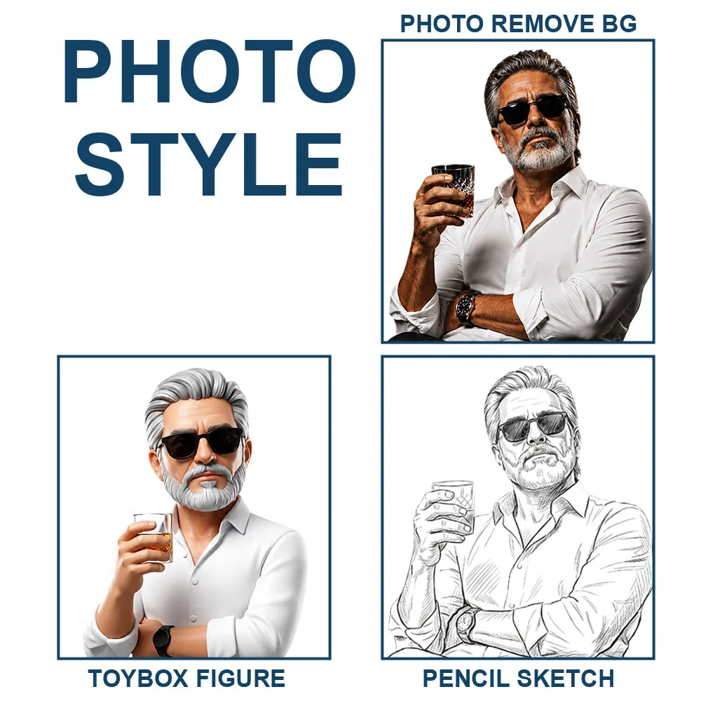 Custom Photo Toybox Figure Good Friends Good Drinks Great Times - Personalized Bar Mat