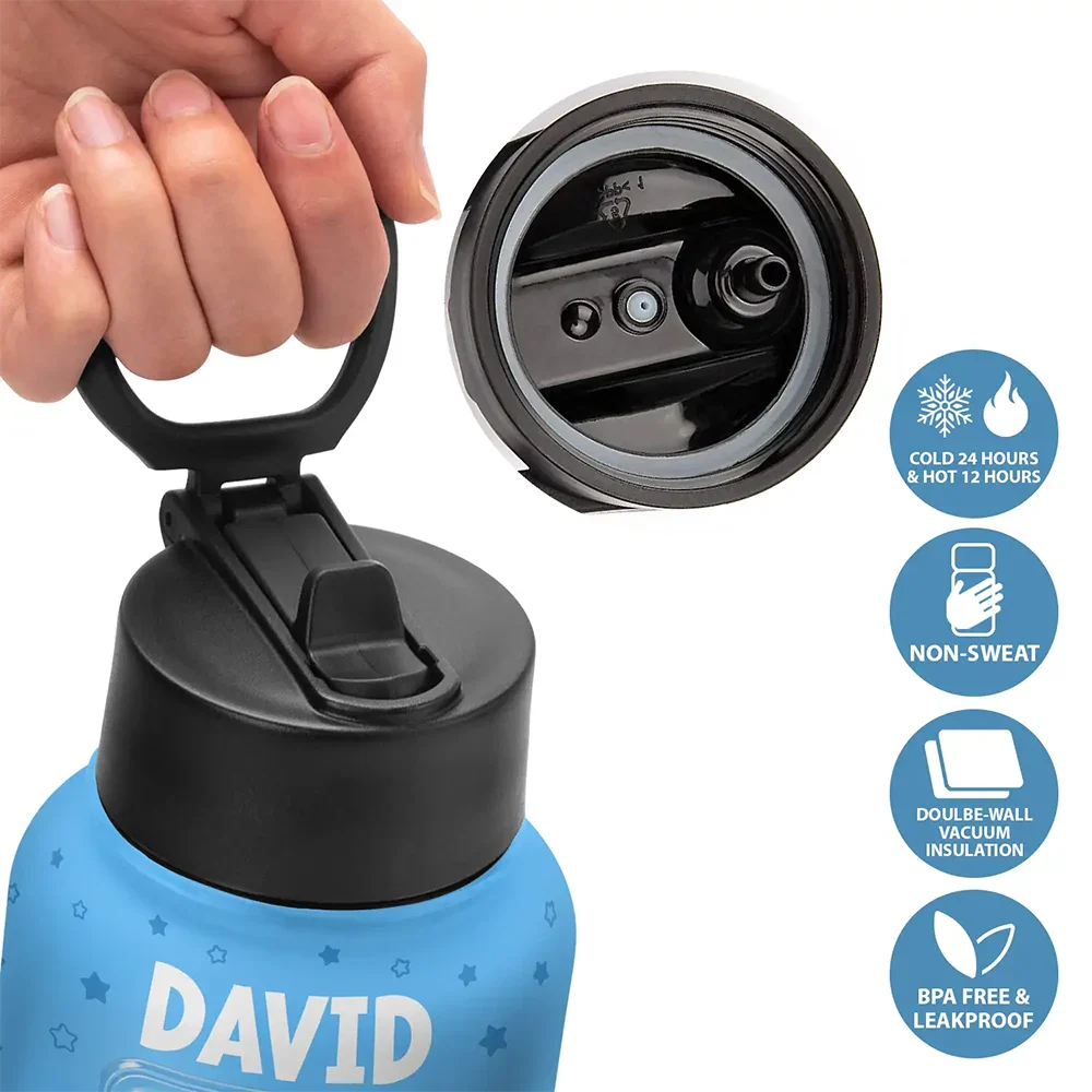 Custom Photo Toybox Figure Kid Portrait - Personalized Kids Water Bottle
