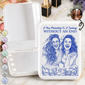 Custom Photo True Friendship Is Journey Without End Pencil Sketch Toile De Jouy - Personalized LED Compact Mirror