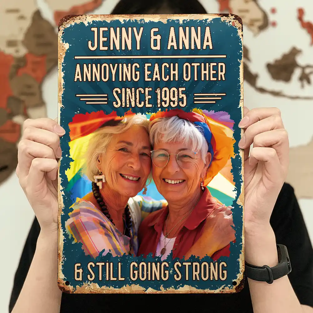 Custom Photo Vintage Annoying Each Other - Personalized Classic Metal Signs