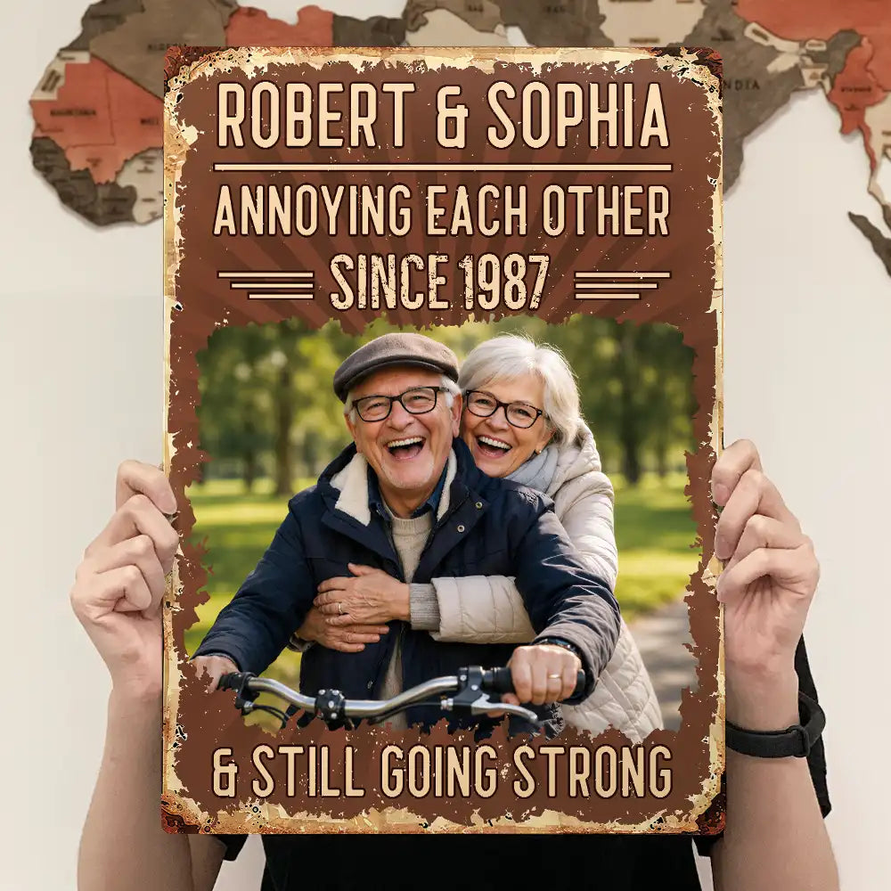 Custom Photo Vintage Annoying Each Other - Personalized Classic Metal Signs
