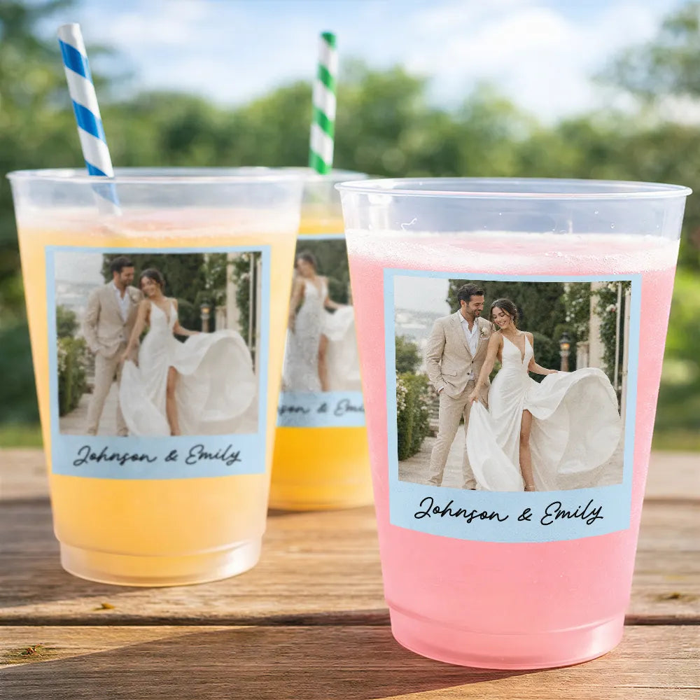 Custom Photo Vintage Couples Wedding Engaged Bachelor Party - Personalized Frosted Cups