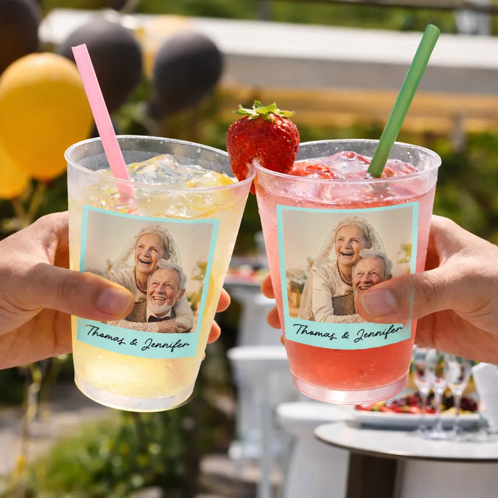 Custom Photo Vintage Couples Wedding Engaged Bachelor Party - Personalized Frosted Cups