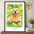 Custom Photo Watercolor Painting Cat Dog Pet Portrait - Personalized Poster