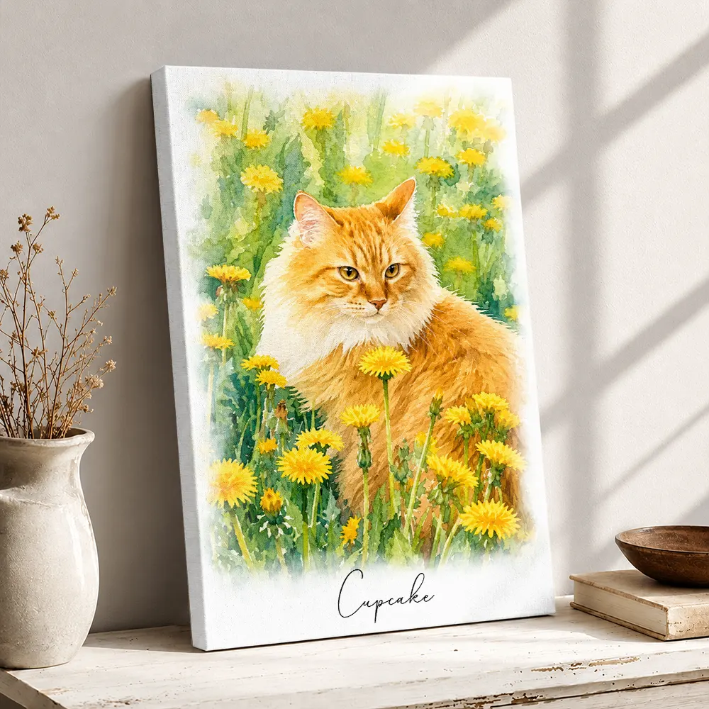 Custom Photo Watercolor Painting Cat Dog Pet Portrait - Personalized Poster